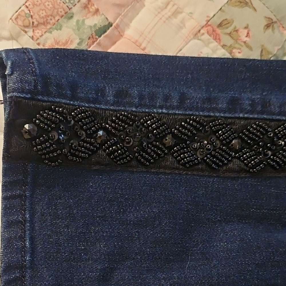 CJ by Cookie Johnson -Pearl Slouchy - Sequined Tuxedo Stripe Leg - Size 26 - Picture 8 of 12